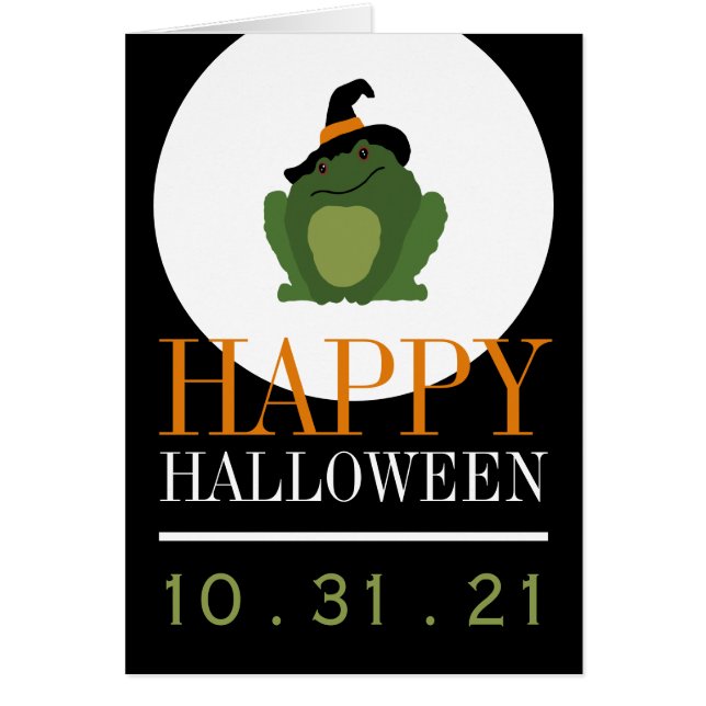 Cute Witch Toad, Happy halloween Hälsningskort (Framsidan)