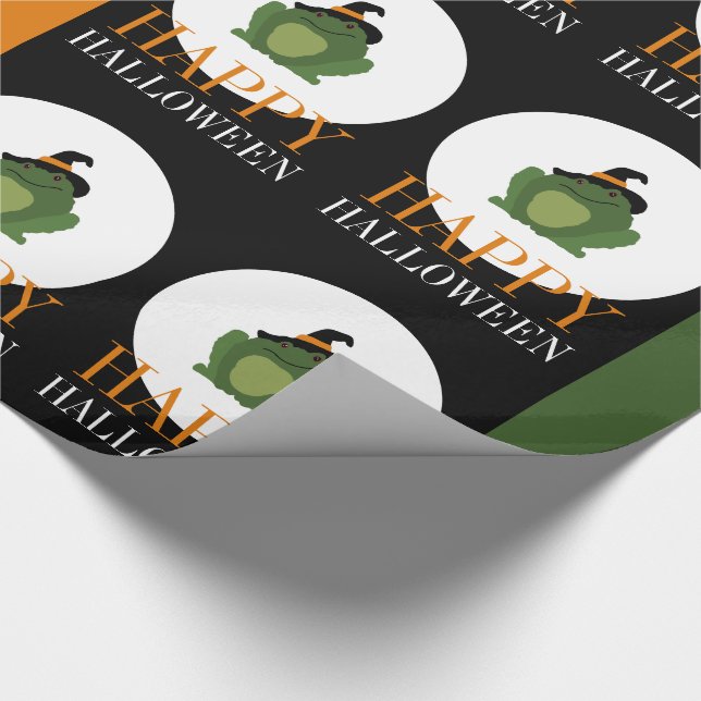 Cute Witch Toad, Happy halloween Wrapping Papper Presentpapper (Hörn)