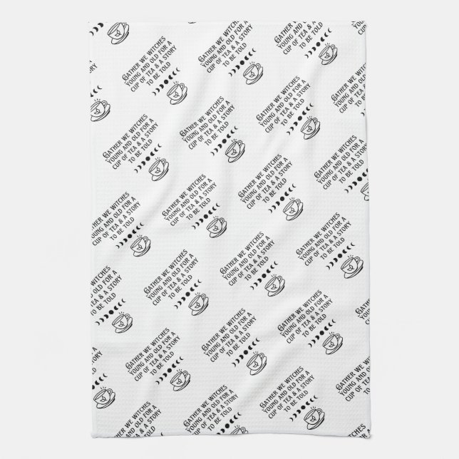 Cute Witch White Tea Gathering Kitchen Towel Kökshandduk (Vertikal)