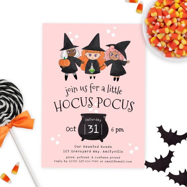 Cute Witches Hocus Pocus Halloween fest Inbjudan (Skapare uppladdad)
