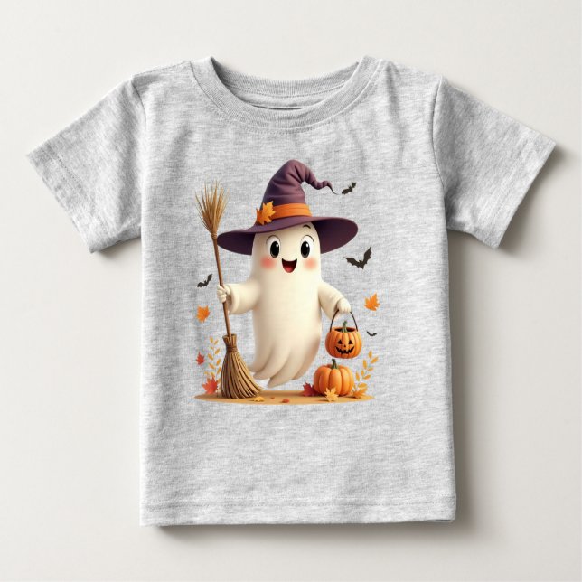 Cute Witchy Ghost Halloween Småbarn T-Shirt (Framsida)