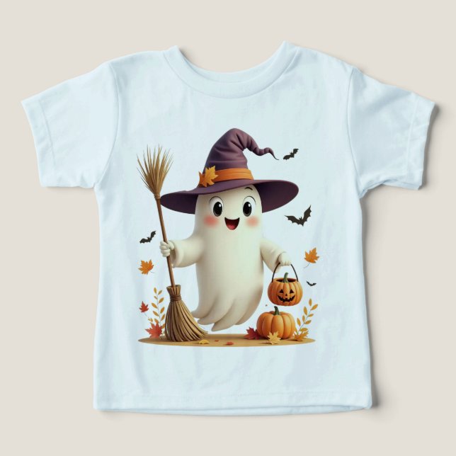 Cute Witchy Ghost Halloween Småbarn T-Shirt (Design Framsida)