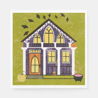 Cute Witchy Haunted Halloween Cottage  Pappersservett