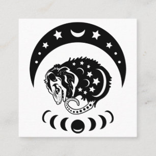 Cute Witchy Opossum Fyrkantigt Visitkort