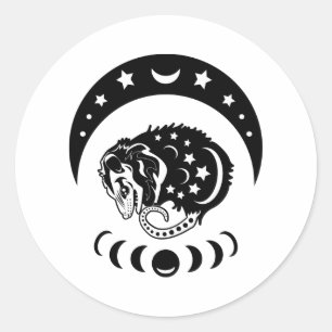 Cute Witchy Opossum Runt Klistermärke
