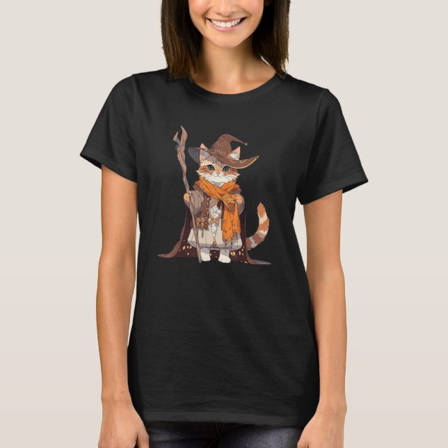 Cute Wizard Cat Magical Kitten Video Game Gamer Ca T Shirt (Framsida)
