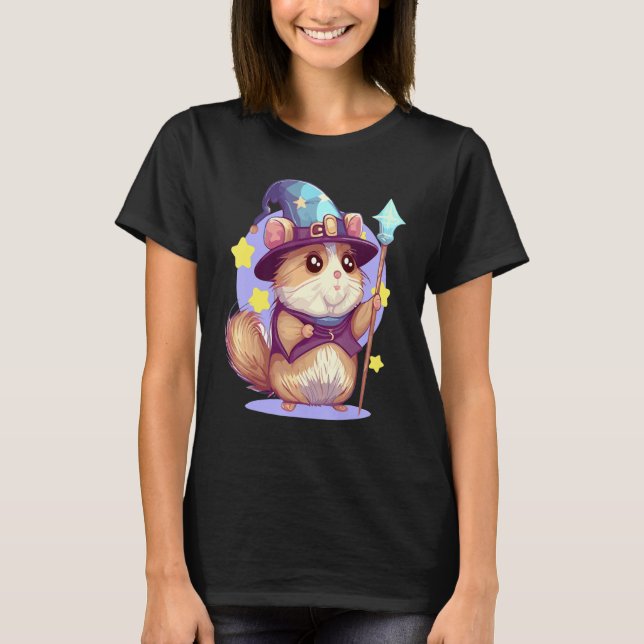 Cute Wizard Hamster RPG Geek Roleplay Tabletop T Shirt (Framsida)
