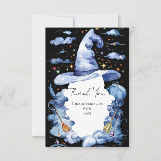 Cute Wizard Hat Baby Shower Tack Kort (Framsida)