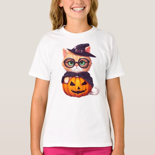 Cute Wizard potter kitty  T Shirt (Framsida)