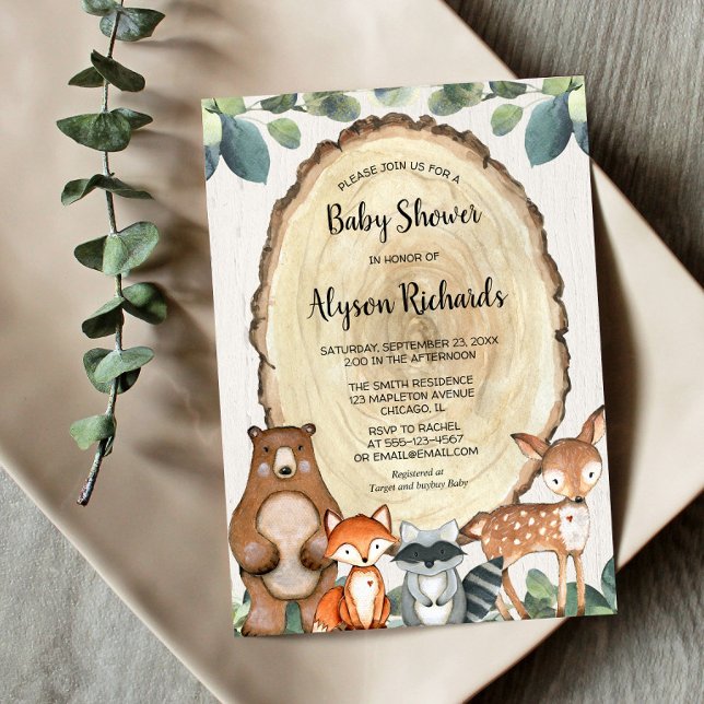 Cute woland - könsneutralt grönt babydusch inbjudningar (Skapare uppladdad)