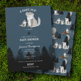 Cute Wolf Baby Pup and Mom Woodland Baby Shower Inbjudningar