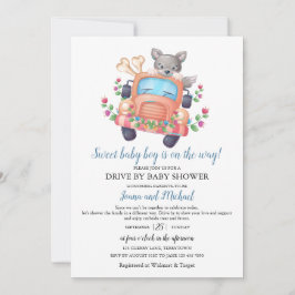 Cute Wolf Boy Baby Shower Drive Through Inbjudningar