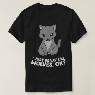 Cute Wolf Lover Cartoon Design Funny Wolves Gift T Shirt