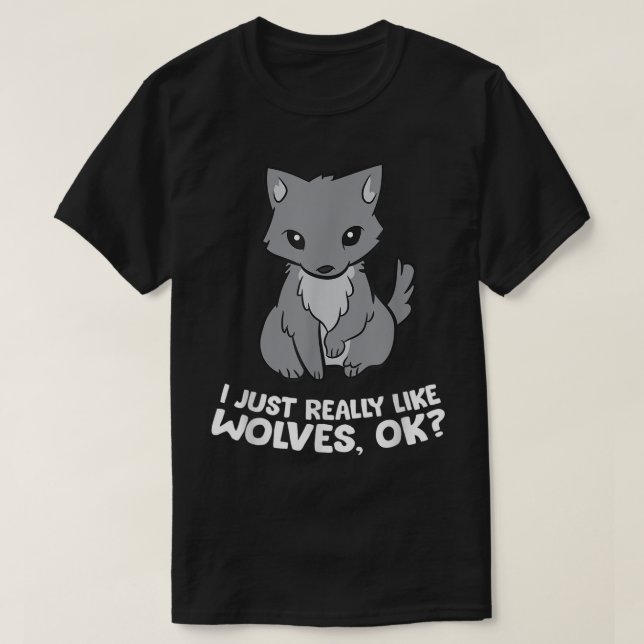 Cute Wolf Lover Cartoon Design Funny Wolves Gift T Shirt (Design framsida)