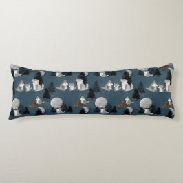 Cute Wolf Pack Woodland Night Baby Nursery Kroppskudde
