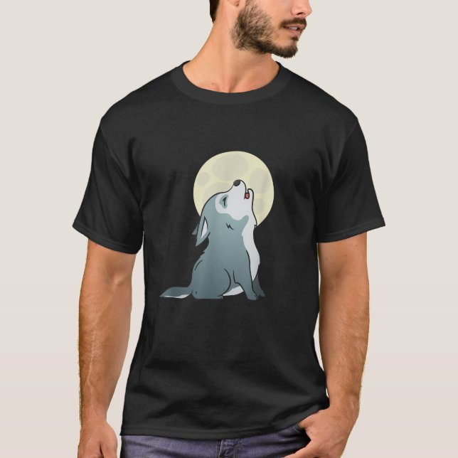 Cute Wolf Pup Howling Baby Dog Puppy Men Women Gir T Shirt (Framsida)