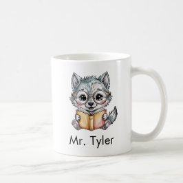 Cute Wolf Reading a Book Custom Kaffemugg