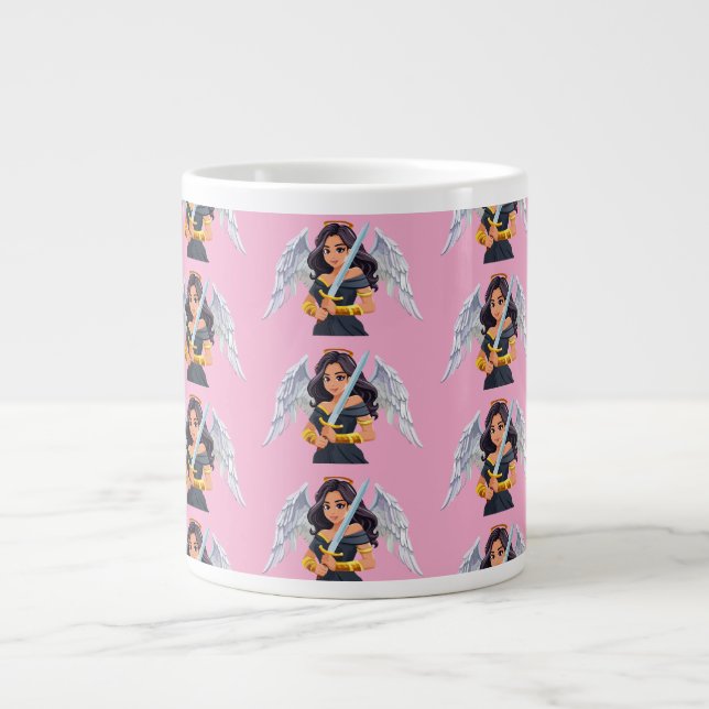 Cute woman Angel's with open wings and sword Jumbo Mugg (Framsidan)