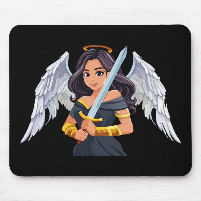 Cute woman Angel's with open wings and sword Musmatta (Framsidan)