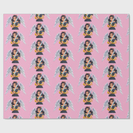 Cute woman Angel's with open wings and sword Presentpapper