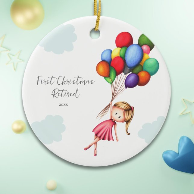 Cute Woman Första julen är pensionerad Julgransprydnad Keramik (Skapare uppladdad)