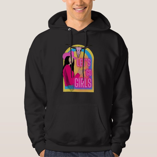Cute women country go girls western rodeo bull Azt Hoodie (Framsida)