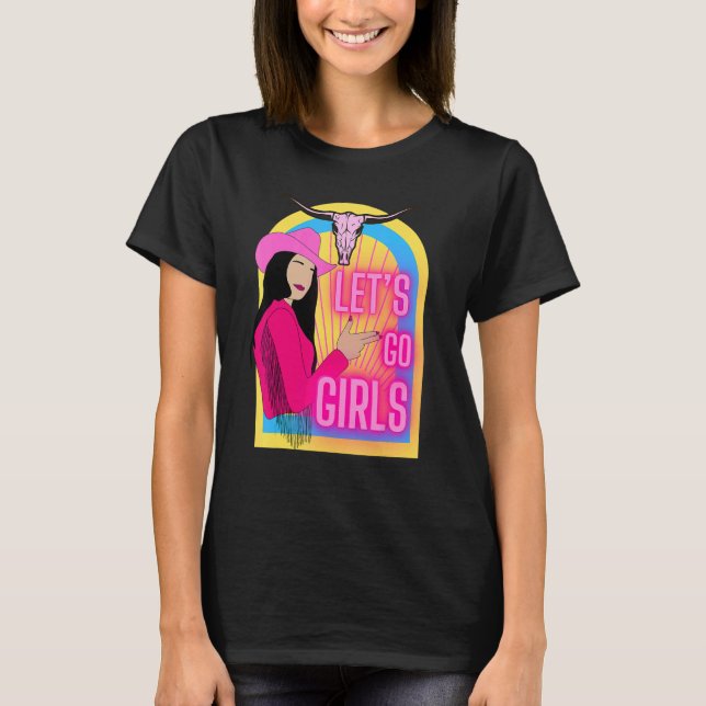 Cute women country go girls western rodeo bull Azt T Shirt (Framsida)