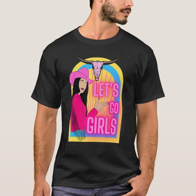 Cute women country go girls western rodeo bull Azt T Shirt (Framsida)