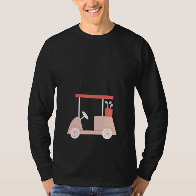 Cute Womens Golf  Pink Golf Cart T Shirt (Framsida)
