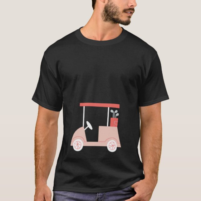 Cute Womens Golf Rosa Golf Cart T Shirt (Framsida)