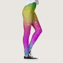 Cute Womens och Girls Glitter Rainbow Leggings