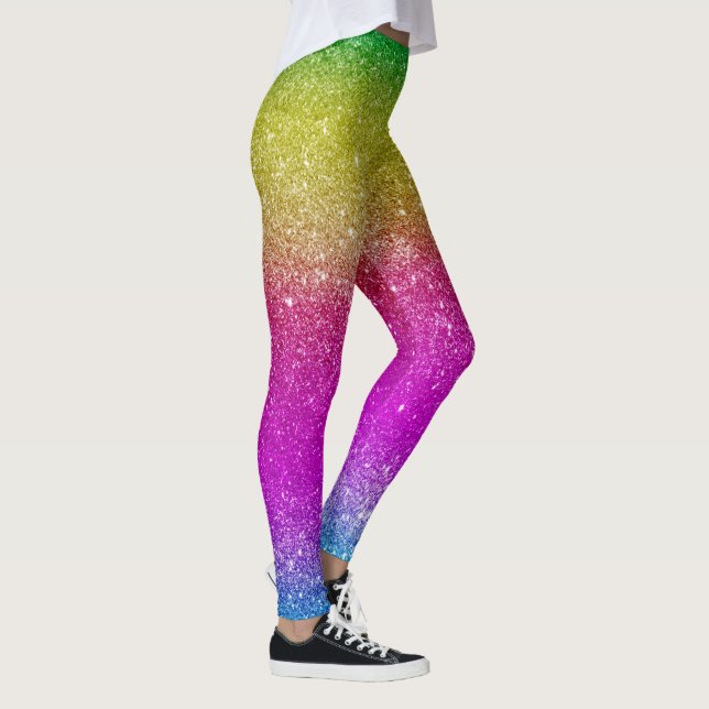 Cute Womens och Girls Glitter Rainbow Leggings (Höger)