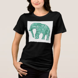 Cute Women's Patterned Elephant T-Shirt