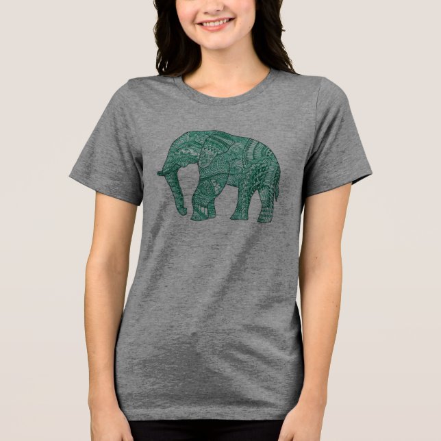 Cute Women's Patterned Elephant T-Shirt (Framsida)