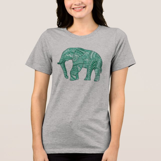 Cute Women's Patterned Elephant T-Shirt (Framsida)