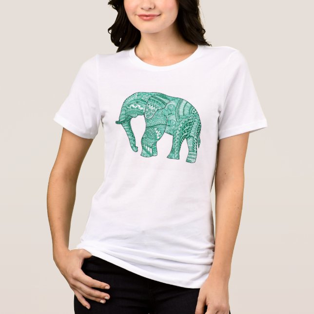 Cute Women's Patterned Elephant T-Shirt (Framsida)