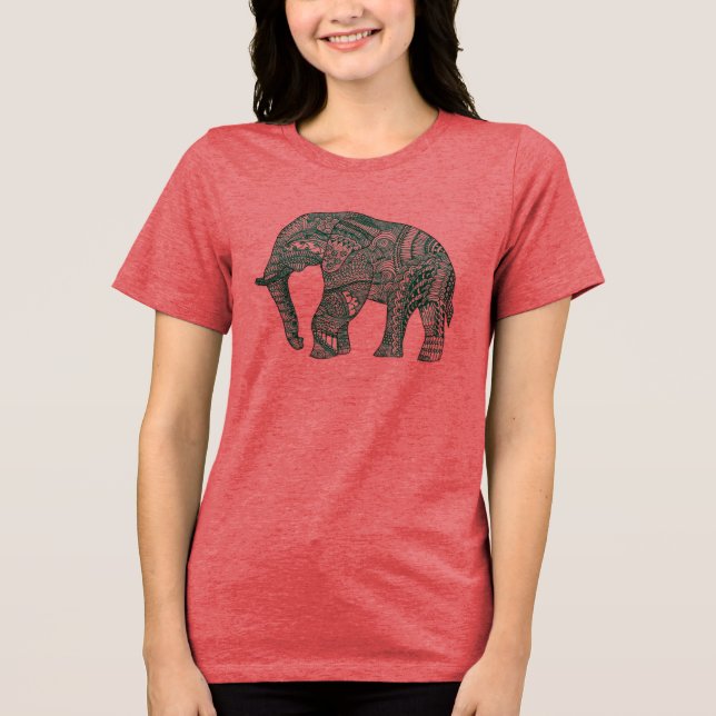 Cute Women's Patterned Elephant T-Shirt (Framsida)