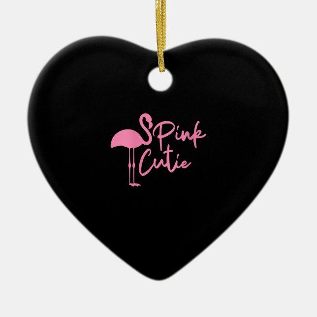Cute Womens Rosa Flamingo | Rosa Cute | Flamingo Julgransprydnad Keramik (Framsidan)