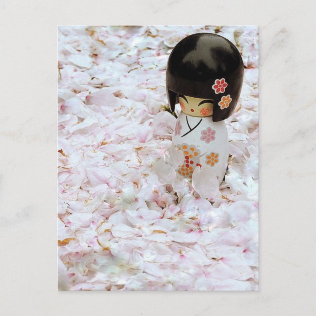Cute Wooden Japansk docka Vykort (Framsida)