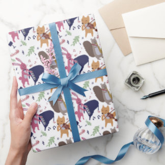 Cute Woodland Animal Band Musical Instruments Presentpapper