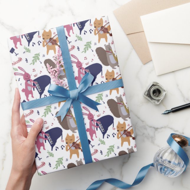 Cute Woodland Animal Band Musical Instruments Presentpapper (Gifting)