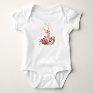 Cute Woodland Animal Bunny Blommigt Watercolor Nam T Shirt