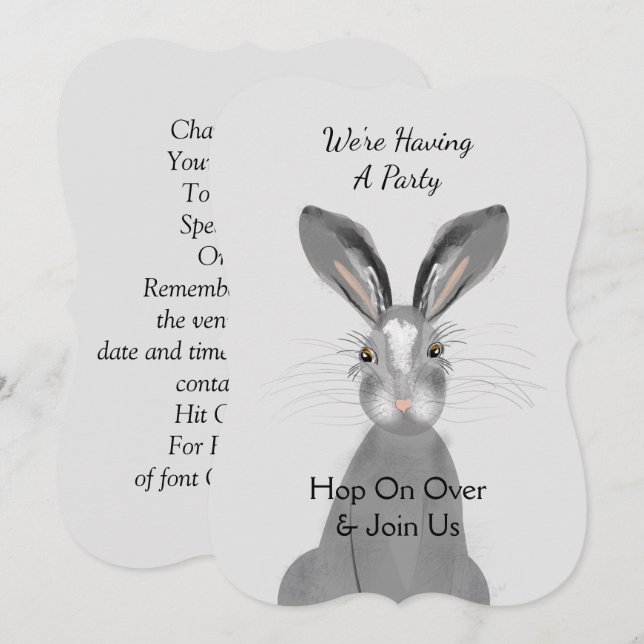 Cute Woodland Animal Bunny Rabbit Peronalised Inbjudningar (Fram/baksida)