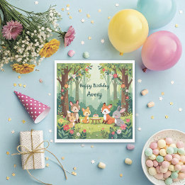 Cute Woodland Animal Child Bird Day Pappersservett