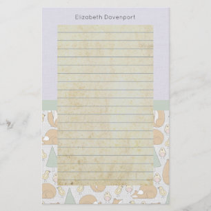 Cute Woodland Animal Creatwith Lining Brevpapper