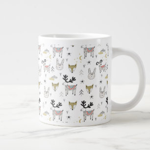 Cute Woodland Animal Doodle Mönster Jumbo Mugg