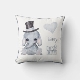 Cute Woodland Animal Elephant Namn Nursery Thrid P Kudde