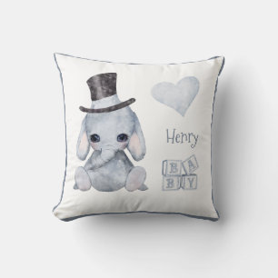 Cute Woodland Animal Elephant Namn Nursery Thrid P Kudde