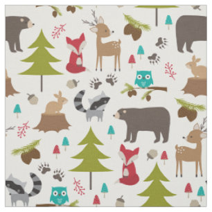 Cute Woodland Animal Fabric Tyg