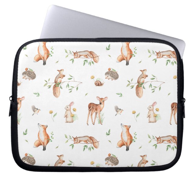 Cute Woodland Animal Friends Mönster Laptop Fodral (Framsidan)